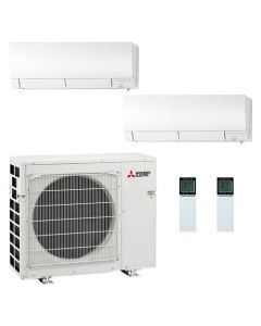 28,600 BTU 19 SEER Mitsubishi Dual Zone Mini Split Heat Pump System 18+18-R410A
