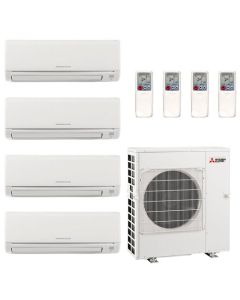 36,000 BTU 19.2 SEER Mitsubishi Quad Zone Heat Pump System 6+9+9+