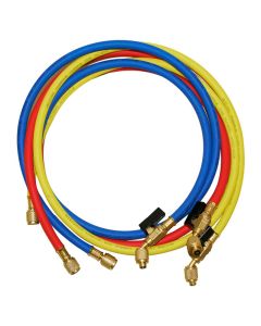 Navac Refrigerant Hose Set, 5'x3 (R, B, Y), 45°, Ball Valve