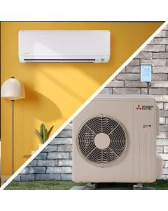24,000 BTU Mitsubishi WR-Series 18 SEER2 Single Wall Mounted Mini Split Heat Pump System - R410A | MUZ-WR24NA / MSZ-WR24NA