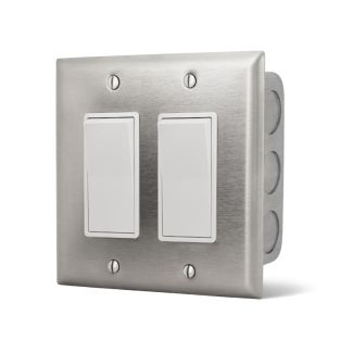Infratech Dual Simple Switch - Stainless Cover In-Wall Box - 20A Max