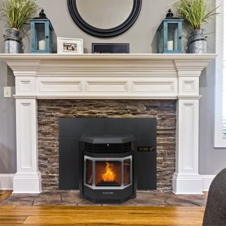 Comfortbilt 2800 Sq Ft Pellet Stove Insert with Blower & 43" x 33 1/2" Faceplate EPA Certified & 30% Tax Credit Approved - HP22i-Black-SS