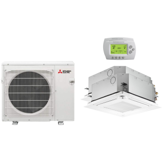 28,600 BTU 16.2 SEER Mitsubishi Dual Zone  Heat Pump System 12+12 - Ceiling Cassette