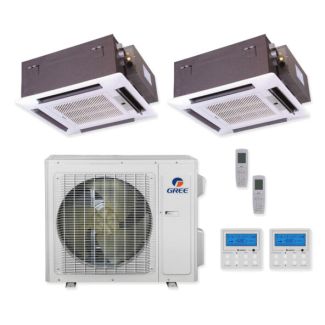 Gree 42,000 BTU 14 SEER Dual Zone Ceiling Cassette Heat Pump System 18+24 - MULTIU42HP230V1DO / CAS18HP230V1AC / CAS24HP230V1AC