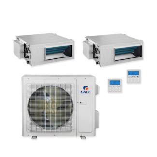 Gree 42,000 BTU 14 SEER Dual Zone Concealed Duct Heat Pump System 18+18 - MULTIU42HP230V1DO / 2-DUCT18HP230V1AD