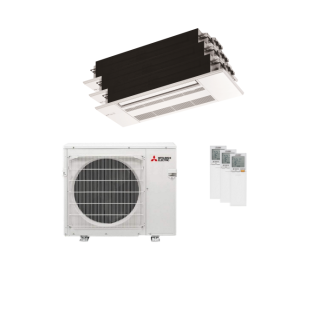 40,500 BTU Mitsubishi M-Series Mini Split | 4-Zone Ceiling Cassette Heat Pump with 9k, 9k, 9k, 18k Units