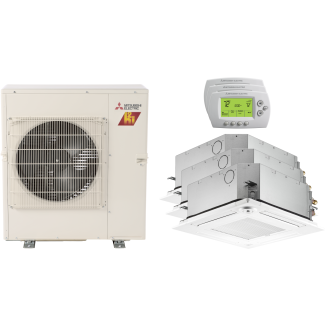 25,000 BTU 15.5 SEER Mitsubishi Tri Zone  H2i Hyper Heat Pump System 9+9+9 - Ceiling Cassette