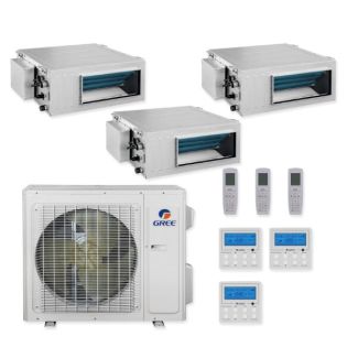 Gree 36,000 BTU 14 SEER Tri Zone Concealed Duct Heat Pump System 9+9+12 - MULTIU36HP230V1DO / 2-DUCT09HP230V1BD / DUCT12HP230V1BD