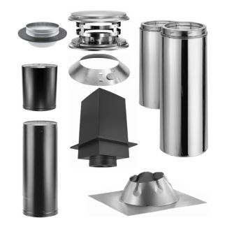 Duravent Cathedral Ceiling With Single Wall Black Pipe Wood Stove Chimney Kit - CCSBKIT