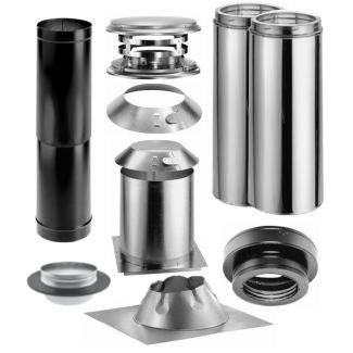 Duravent Flat Ceiling  With Single Wall Black Pipe Wood Stove Chimney Kit - FCSBKIT