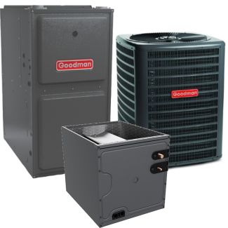 4 Ton 14.5 SEER2 80% AFUE 120,000 BTU Goodman Gas Furnace and R32 Air Conditioner System - Upflow - GLXS4BA4810 / CAPTA6030D3 / GR9S801205DN