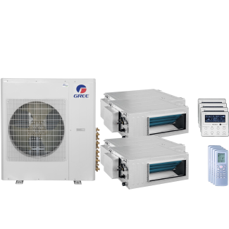 36,000 BTU 14 SEER Quad Zone Concealed Duct Gree Heat Pump System 9+12+12+12