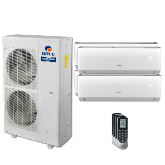 56,000 BTU 16 SEER Quad Zone Wall Mounted Gree Heat Pump System 9+12+18+24
