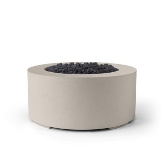 HPC Belmont 36" Round Concrete Gas Fire Pit with Electronic On/Off Ignition in Clay with Black Lava Rock & Torpedo Burner - TOR-BELM-CLBL-EI