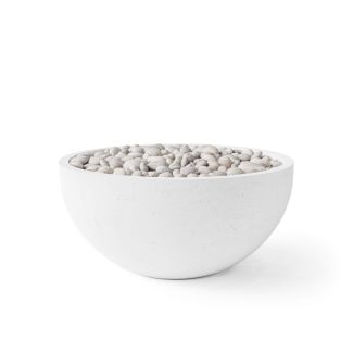 HPC Serenade 32" Round Concrete Gas Fire Pit with Electronic On/Off Ignition in Clay in Natural with Ivory Beach Stone & Torpedo Burner - TOR-SERE32-NIB-MLFPK