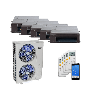 48,000 BTU 20.5 SEER2 ACiQ 5-Zone Concealed Duct Mini Split System - 12+12+12+12+12