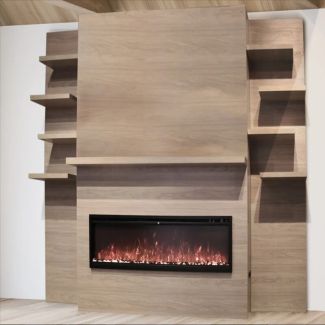 Modern Flames Allwood Media Wall Main System for 60" Orion Slim Electric Fireplace 6'W x 7'H 10"D in the Coastal Sand finish - OFWS-MAIN-CS