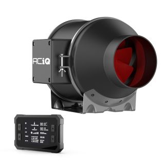 ACiQ 4 Inch Mixed Flow Inline Duct Fan with Temp & Humidity Control - Black