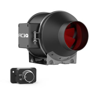 ACiQ 8 Inch Mixed Flow Inline Duct Fan with Integral Dial Speed Control - Black