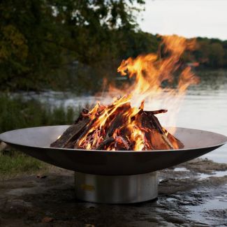 Fire Pit Art 70" Bella Vita Artisan Carbon Steel Gas Fire Pit With Stainless Steel Burner Kit