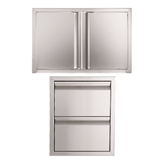 Buck Grill 32-Inch 16-Inch Double Access Drawer / Double Access Door / 304SS Outdoor Kitchen Cabinetry Package - BO-PKG-38-43