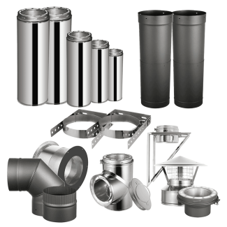 AllFuel HST 6-Inch Through The Wall With Single Wall Black Pipe Wood Stove Chimney Kit - BS-TEESBKIT-6