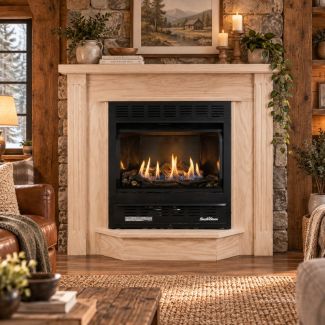 Buck Stove 1127 Vent Free Gas Fireplace with Unfinished Oak Deluxe Mantel for Propane