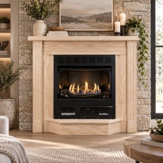 Buck Stove 1127 Vent Free Gas Fireplace with Unfinished Oak Deluxe Mantel for Natural Gas
