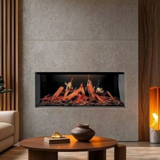 Buck Stove 72" Spectra LCD Holographic Linear Electric Fireplace Smart/Wifi Enabled with Remote, 5,000 BTU Heater, Logs & Fireglass Display for 110/120V
