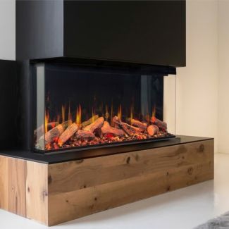 Buck Stove 60" Spectra LCD Holographic Linear Electric Fireplace Smart/Wifi Enabled with Remote, 5,000 BTU Heater, Logs & Fireglass Display for 110/120V