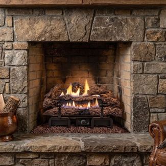 Buck Stove 30" CR Ceramic Series Ventless Gas Log Set with Manual Thermostat Control for Propane - GL CR30MODLP
