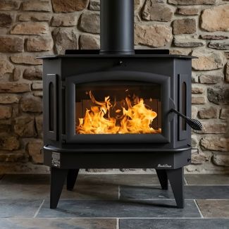 Buck Stove 81 EPA Certified Wood Burning Stove with Blower & Black Door , Heats up to 2,700 Sq Ft - FP 81C