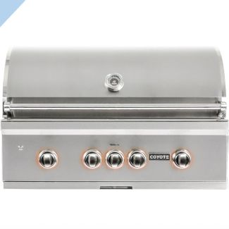 Coyote 36-Inch 4-Burner Built-In Gas Grill W/LED Lights, Rotisserie, Infrared Burner & Smoker Box - C2SL36