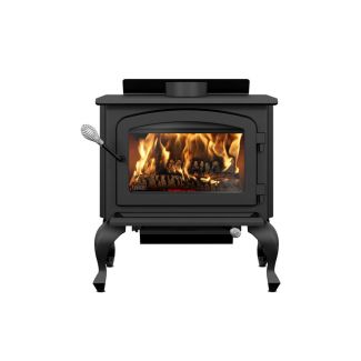 Drolet Columbia II Meduim Wood Burning Stove with Black Door and Legs EPA Certified 30% Tax Credit Eligible - Heats 1800 Sq Ft