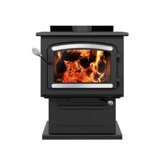 Drolet Heritage Large Wood Burning Stove with Nickel Door, Legs and Blower EPA Certified 30% Tax Credit Eligible - Heats 2100 Sq Ft