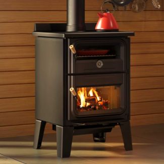 Drolet Bistro Large EPA Certified Wood Burning Cook Stove & Oven with Black Door and Legs for 2,100 Sq Ft