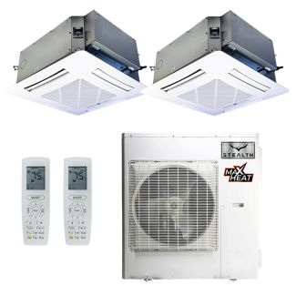 36,000 BTU 23 SEER Stealth Comfort Designer+ Dual Zone Ceiling Cassette Heat Pump System 18+18