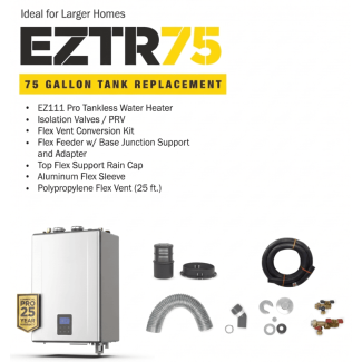 Noritz 11.1 GPM 199,900 BTU Residential Natural Gas EZTR 75 Gallon Tank Replacement Condensing Tankless Water Heater (.98 UEF)