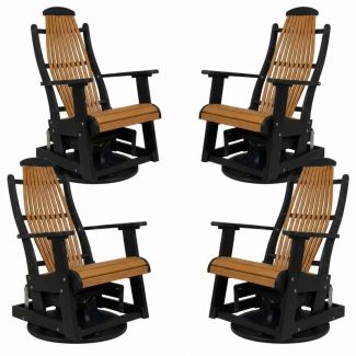 Outdoor Poly Furniture Set of 4 Blue Ridge Swivel Gliders by Infinity Living