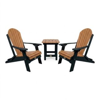 Outdoor Poly Furniture Set with 2 Fan Back Adirondack Folding Chairs & End Table by Infinity Living