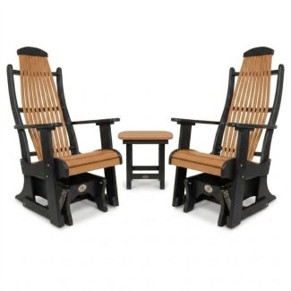 Outdoor Poly Furniture Set with Blue Ridge 2 Single Gliders & End Table by Infinity Living