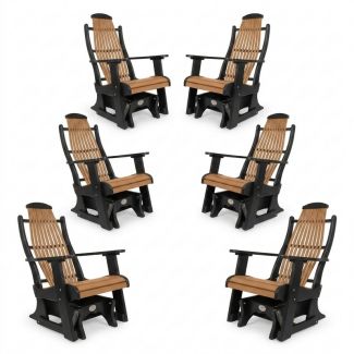 Outdoor Poly Furniture Set of 6 Blue Ridge Single Gliders by Infinity Living 