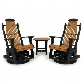 Outdoor Poly Furniture Set of 2 Blue Ridge Swivel Gliders with End Table by Infinity Living