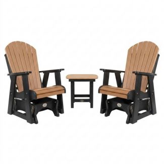 Outdoor Poly Furniture Set with 2 Fan Back Single Gliders & End Table by Infinity Living