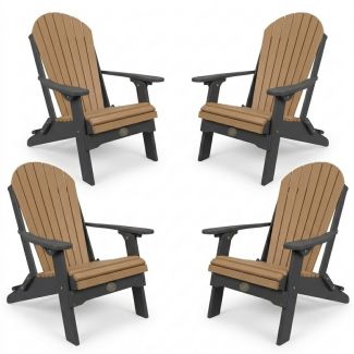 Outdoor Poly Furniture Set of 4 Fan Back Adirondack Folding Chairs by Infinity Living