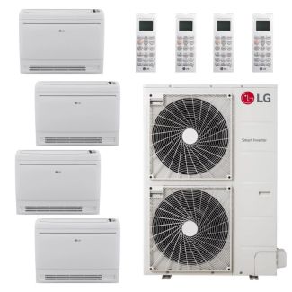 LG 48,000 BTU 4 Zone Low Wall Console Ductless Mini Split System - KUMXB481A / KNUQB091A / 3-KNUQB121A