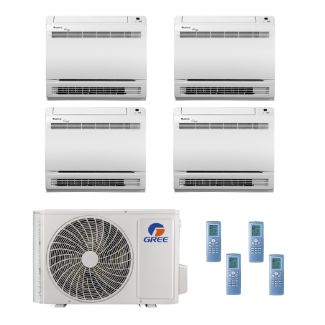 30,000 BTU Gree All Match 21 SEER2 Quad Zone Mini Console Mini Split Heat Pump System - R32 | 230V - 9 + 12 + 12 + 12