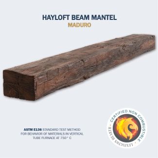 Hayloft Beam Non Combustible Mantel 72-Inch in Maduro Finish