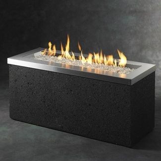 The Outdoor Greatroom Stainless Linear Key Largo Gas Fire Pit Table - KL-1242-SS