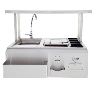 Lion 30-Inch Stainless Steel Built-In Bar Center with Top Shelf